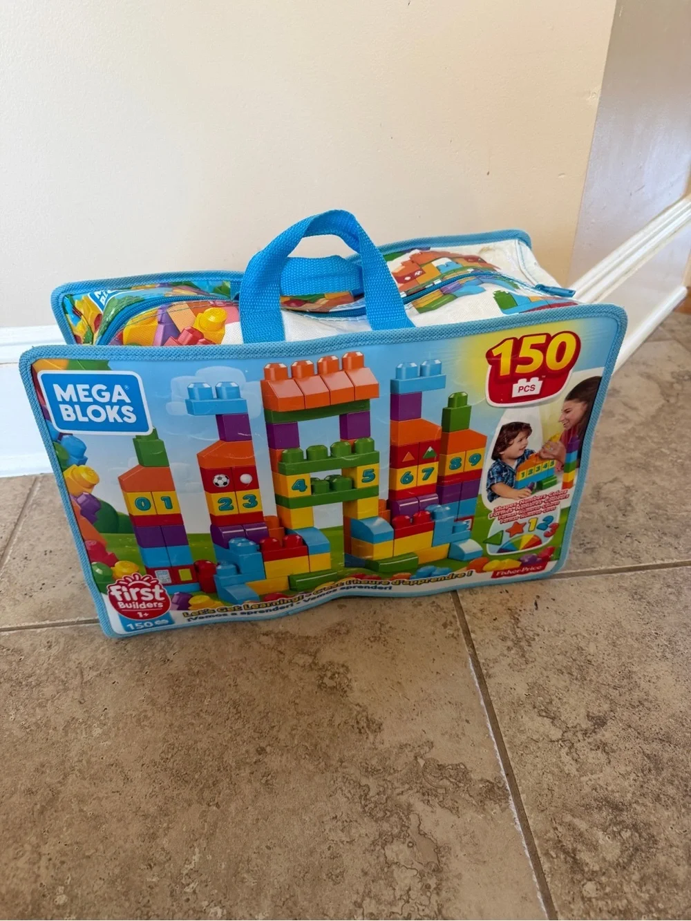 Mega Bloks 150-Piece Colorful Building Set - Blue Carry Case Kids Toddlers Boys